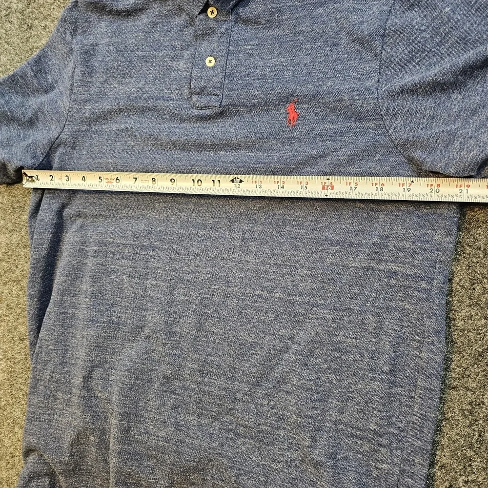 Polo Ralph Lauren Polo Shirt Mens Large Classic Fit Blue Heather Red Pony Cotton